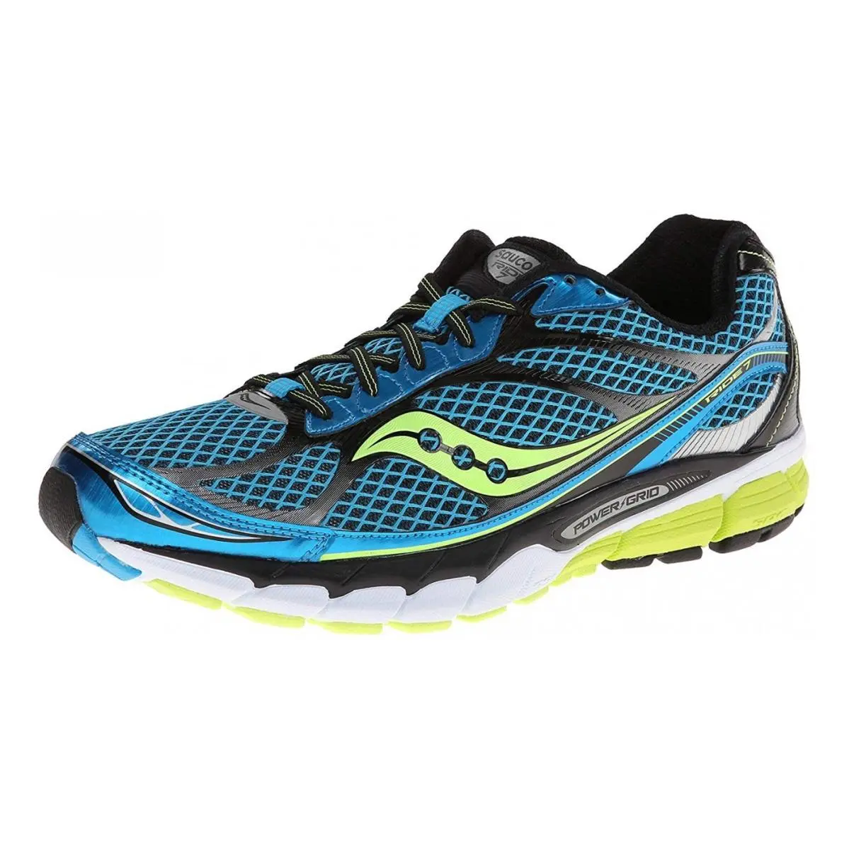 Saucony Ride 7 Blue Black Green Neutral Athletic Running Shoe Men`s Size 12
