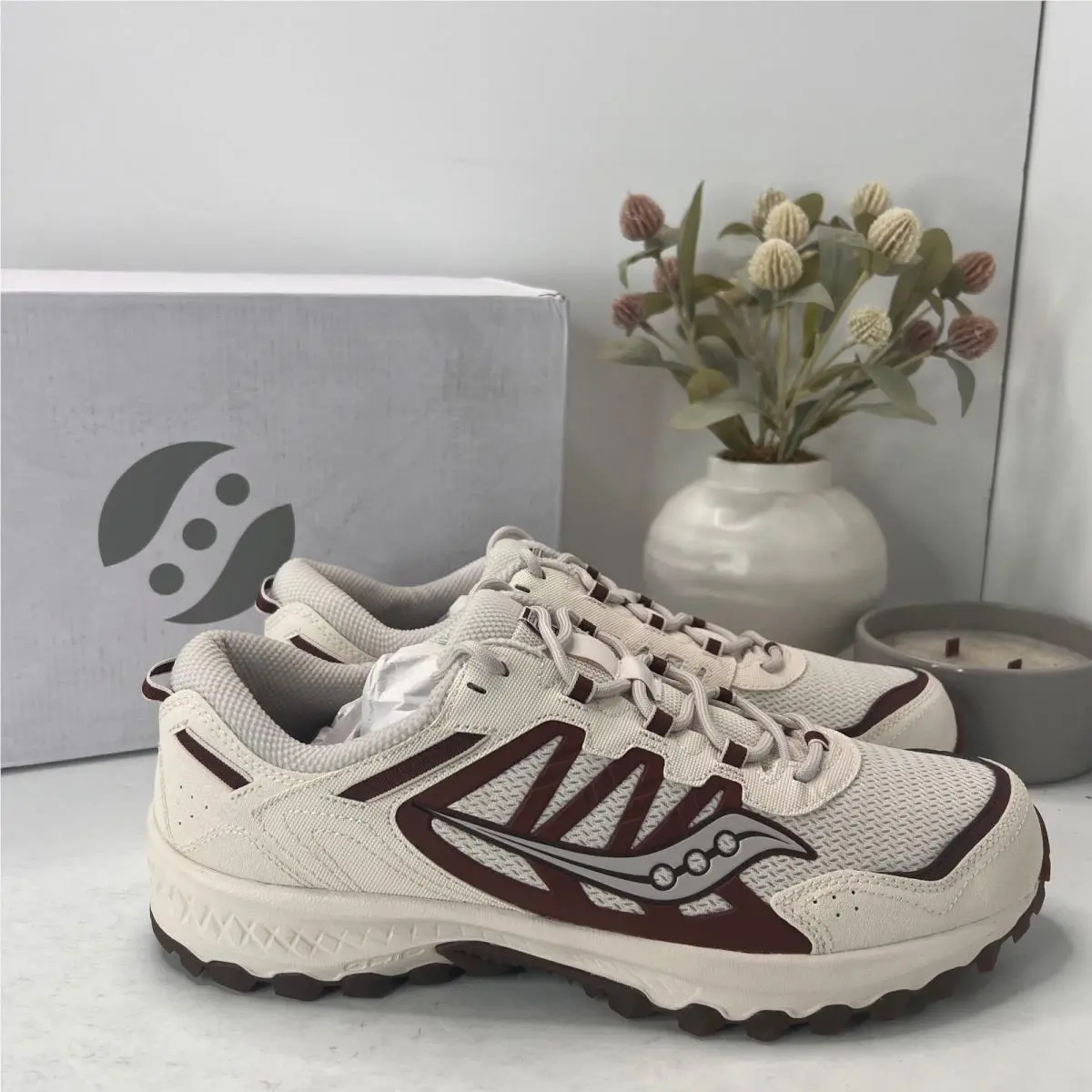 Saucony Grid Peak Trail Running Sneakers Sand/burgundy Sable Men 11 M/eu 45