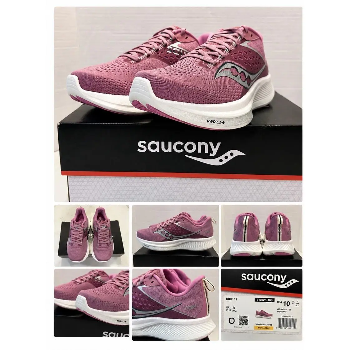 Saucony Ride 17 Womens Size 10 Wide Running Shoes Orchid Silver S10925-106