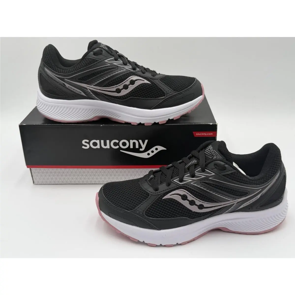 Saucony Cohesion 14 Women’s Size 7.5 Athletic Running Shoes Black/pink S10629-1