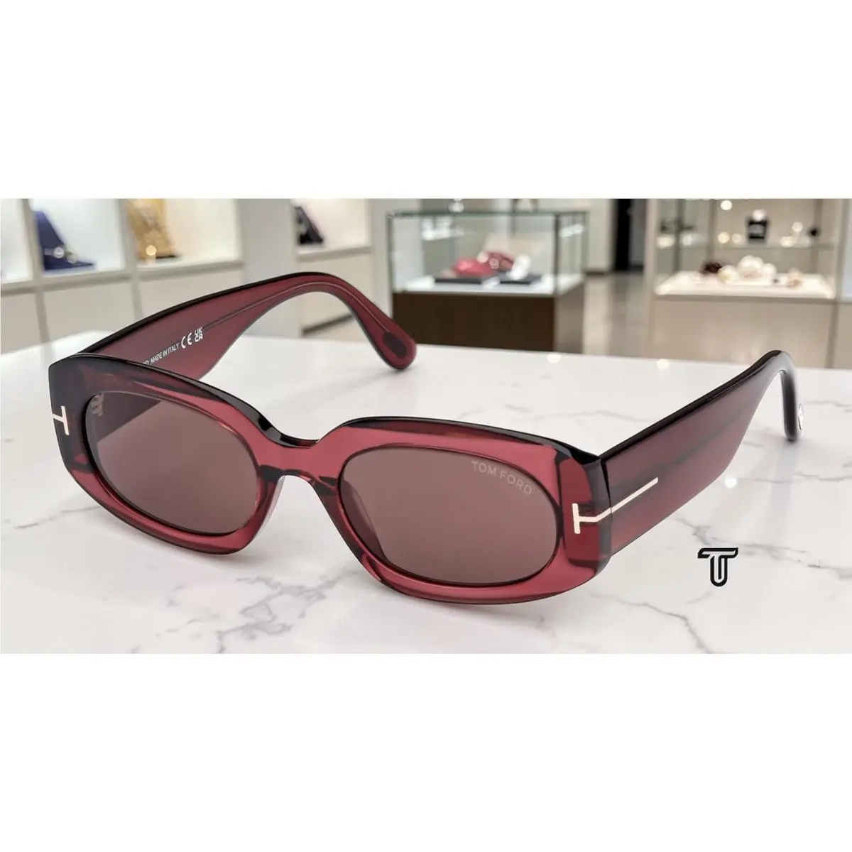 Tom Ford FT1187 69E Cielle Acetate Shiny Bordeaux Brown 52 mm Women`s Sunglasses