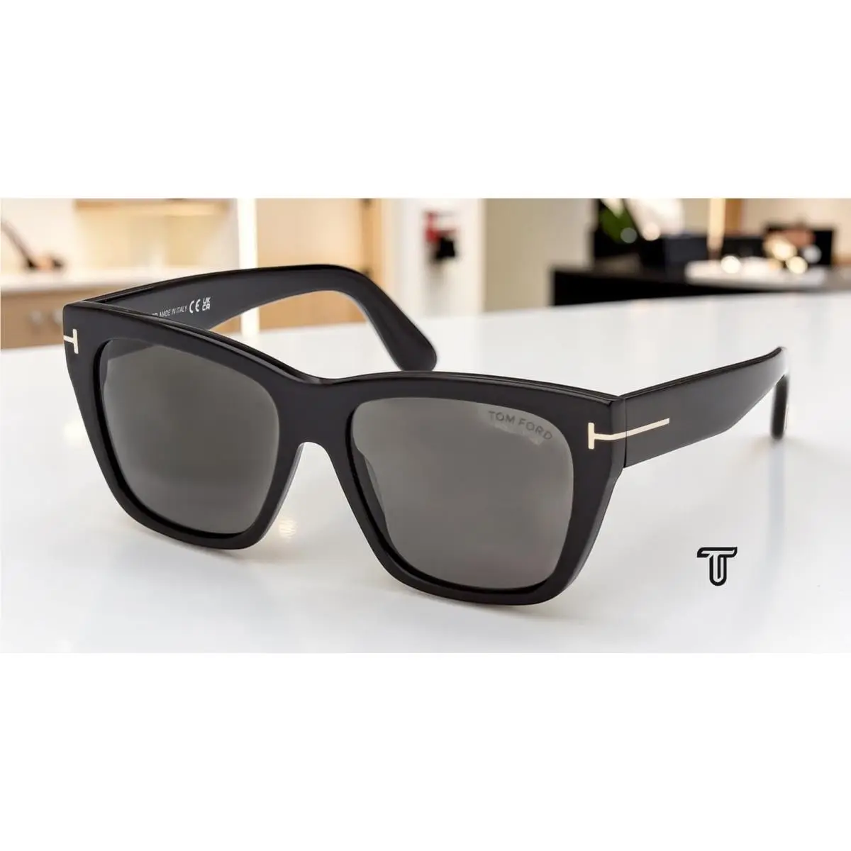 Tom Ford FT1343 01D Acetate Shiny Black Smoke Polarized 55 mm Women`s Sunglasses