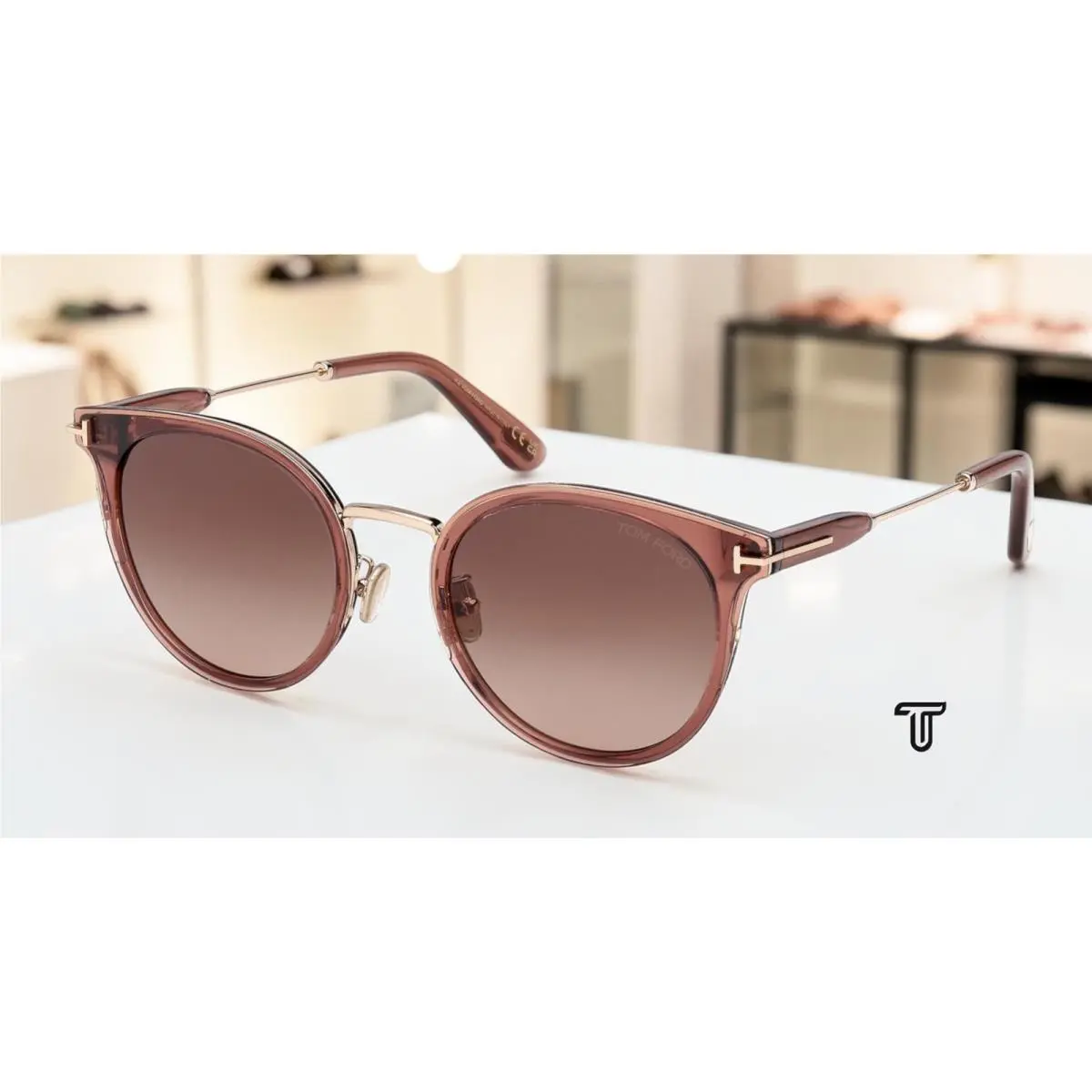 Tom Ford FT1244 K 45F Injected Shiny Brown Gradient Brown 54mm Womens Sunglasses