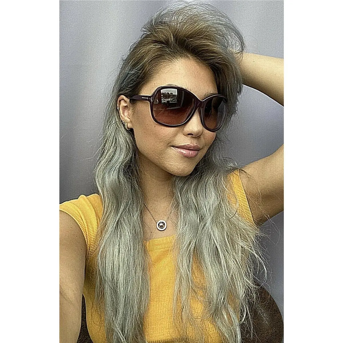 Tom Ford TF186 83Z Sheila Purple Gradient 62mm Oversized Women`s Sunglasses