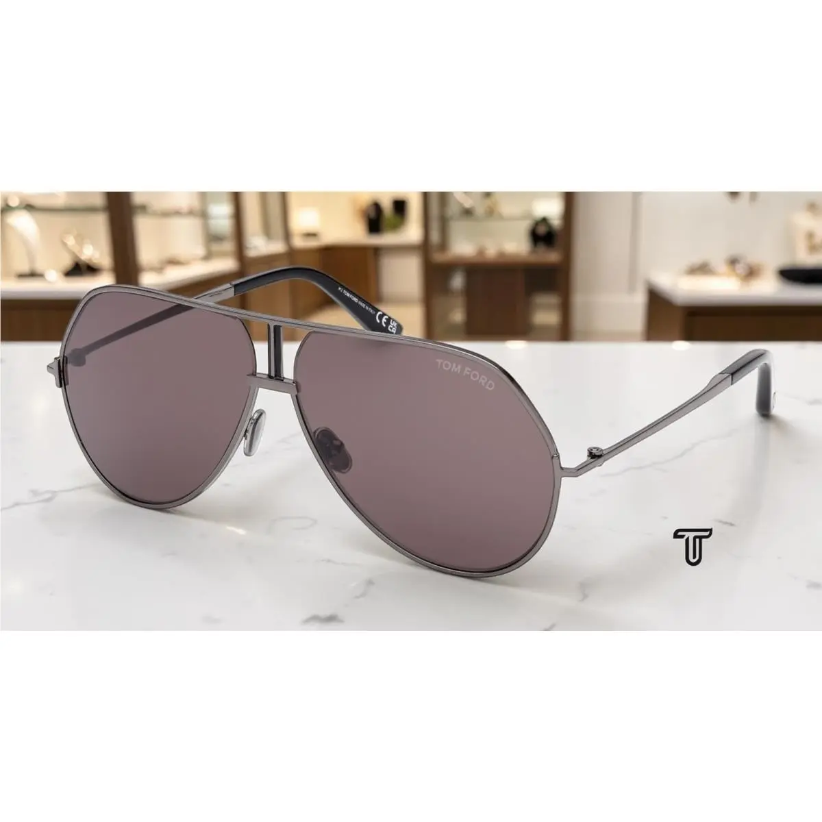 Tom Ford FT1281 08A Rickie 02 Shiny Gunmetal Smoke 63 mm Men`s Sunglasses - Frame: Shiny Gunmetal, Lens: Smoke