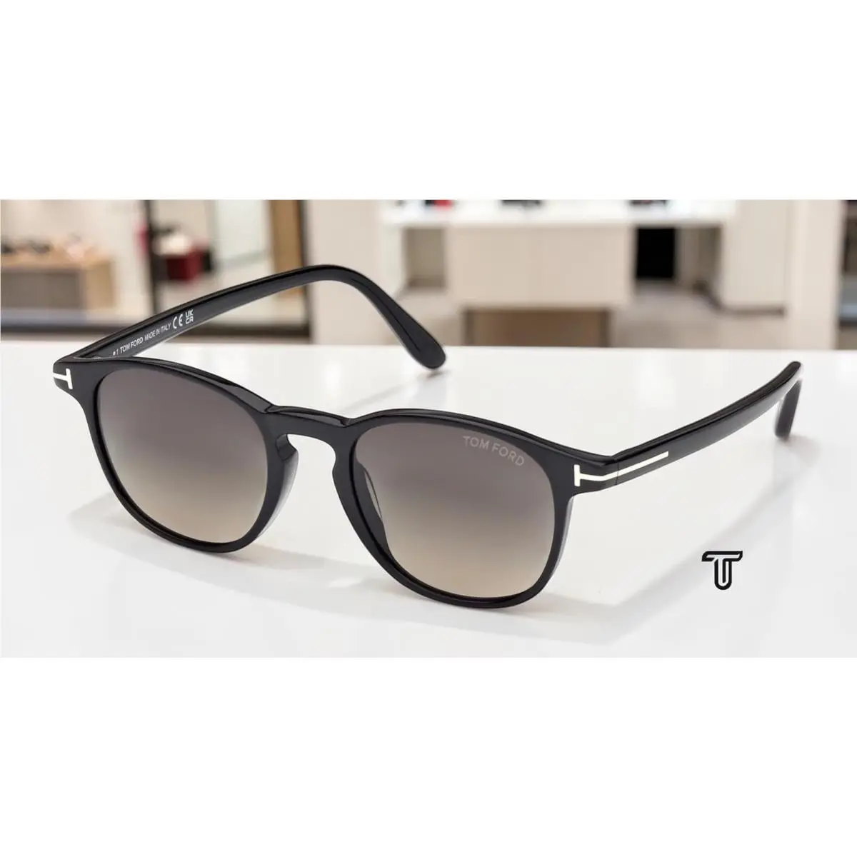 Tom Ford FT1302 01B Acetate Shiny Black Gradient Smoke 50 mm Men`s Sunglasses