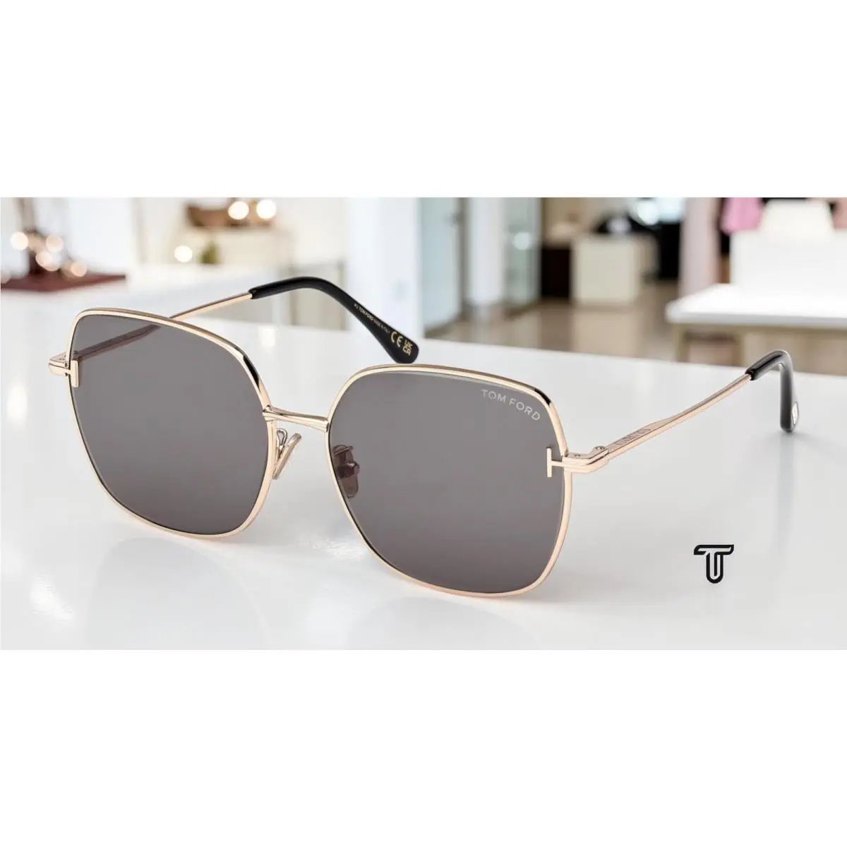 Tom Ford FT1250 K 28A Shiny Rose Gold Smoke 59 mm Women`s Sunglasses