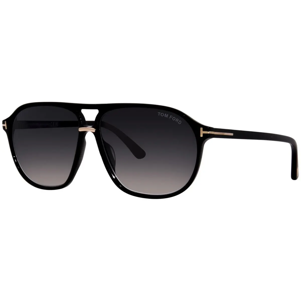 Tom Ford Bruce TF1026 01B Sunglasses Men`s Shiny Black/smoke Gradient Pilot 61mm