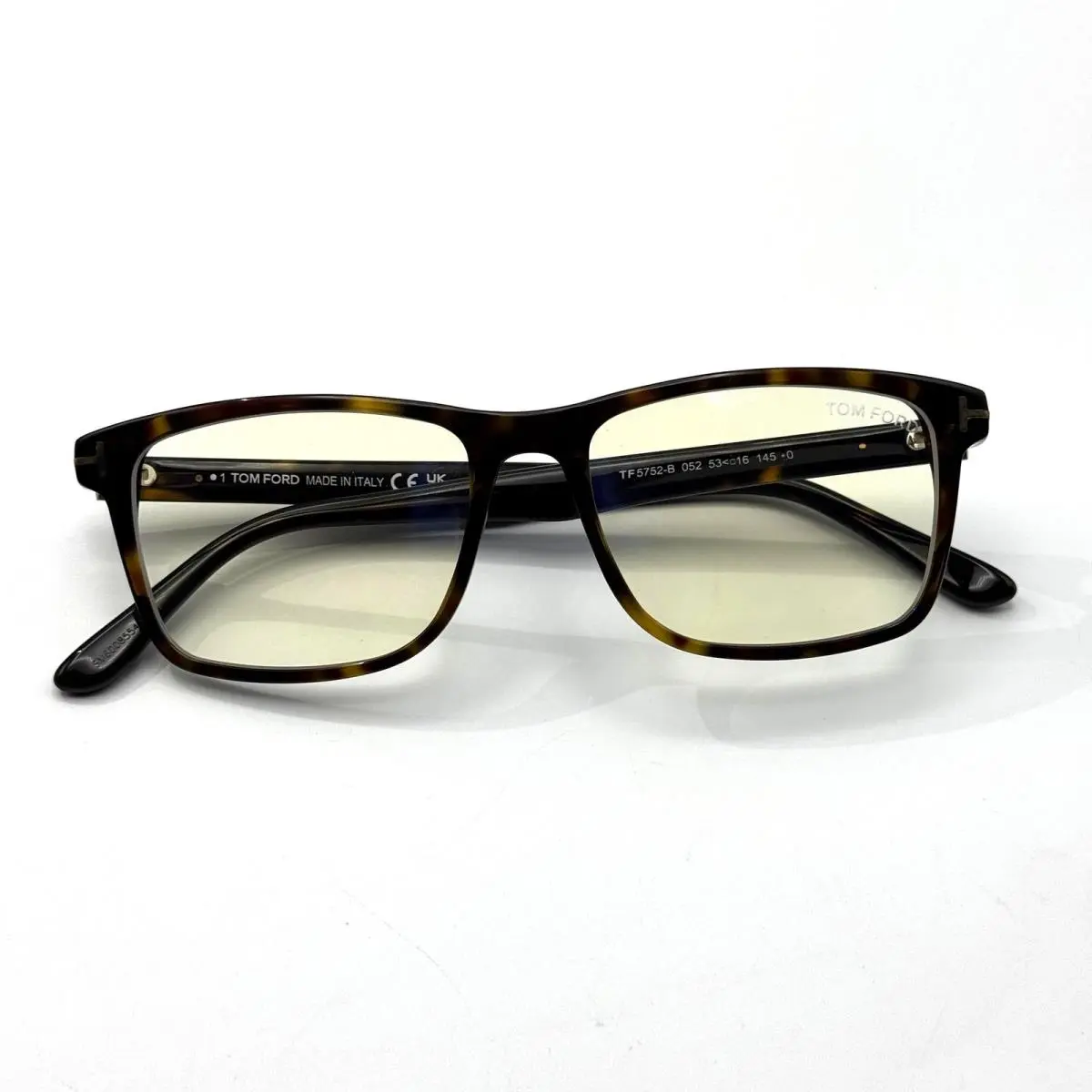 Tom Ford Eyeglasses Frame TF5752-B 052 Havana Square Blue Light Block 53-16-145