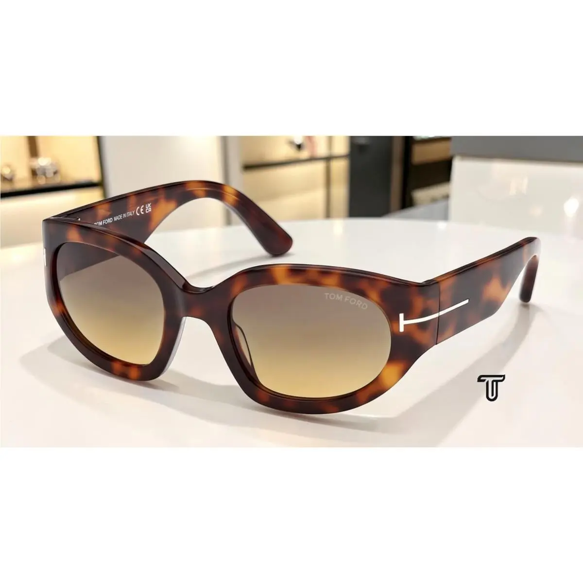 Tom Ford FT1313 53B Acetate Blonde Havana Gradient Smoke 53mm Women`s Sunglasses
