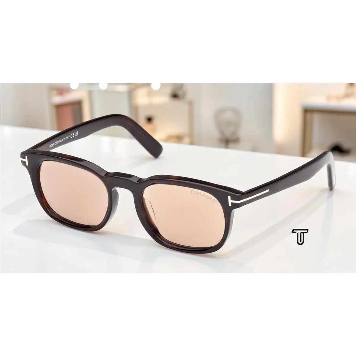 Tom Ford FT1122 D 52E Acetate Dark Havana Brown 52 mm Men`s Sunglasses