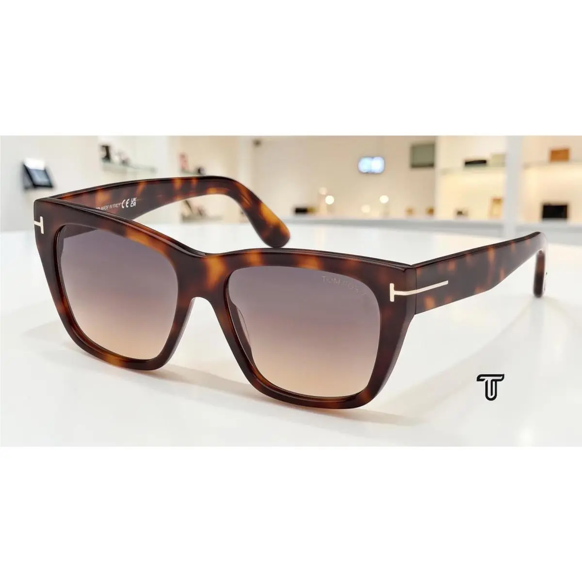 Tom Ford FT1343 53B Acetate Blonde Havana Gradient Smoke 55mm Women`s Sunglasses