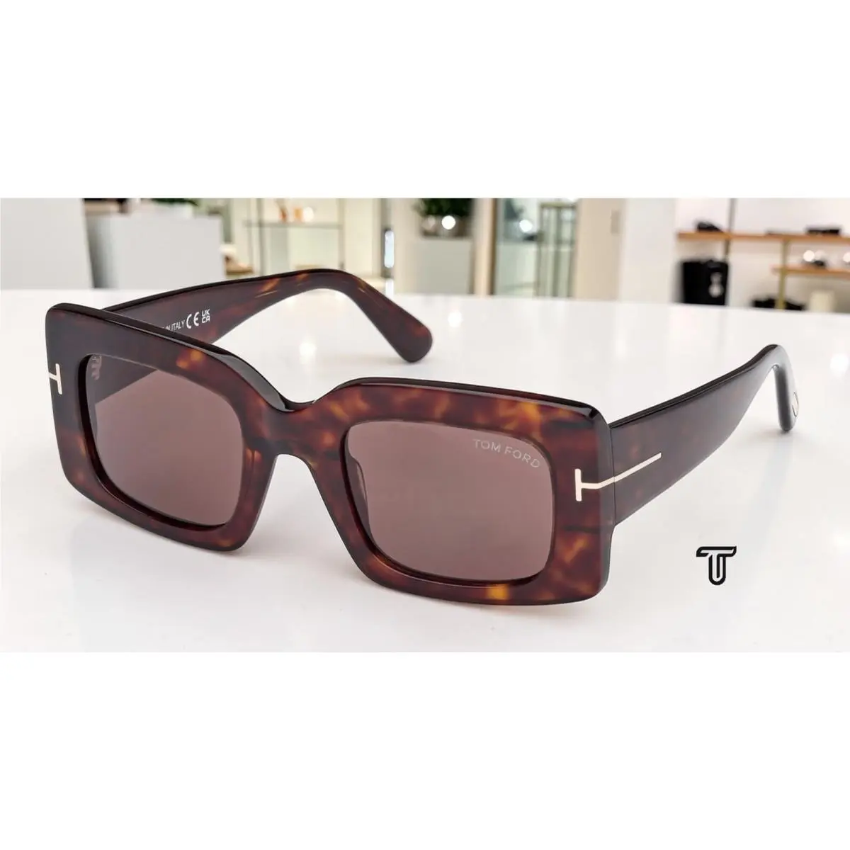 Tom Ford FT1188 52E Brigitta Acetate Dark Havana Brown 50 mm Women`s Sunglasses - Frame: Dark Havana, Lens: Brown