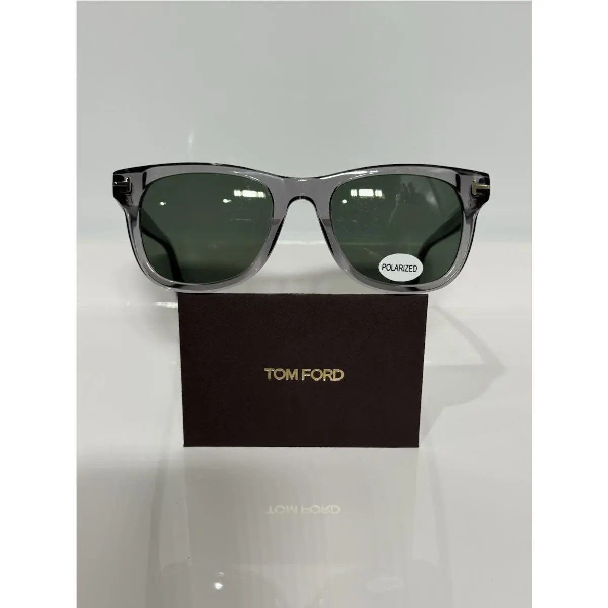 Tom Ford 5820 Crystal Gray Acetate Retro Custom Polarized G15 Green Sunglasses