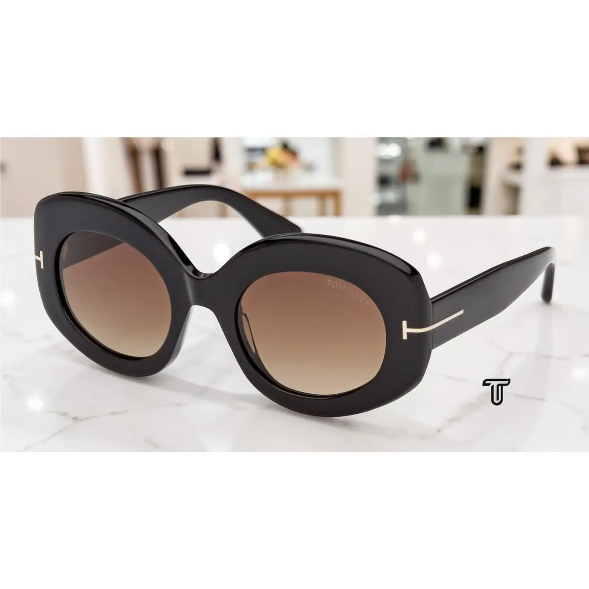 Tom Ford FT1346 01F Acetate Shiny Black Gradient Brown 51 mm Women`s Sunglasses