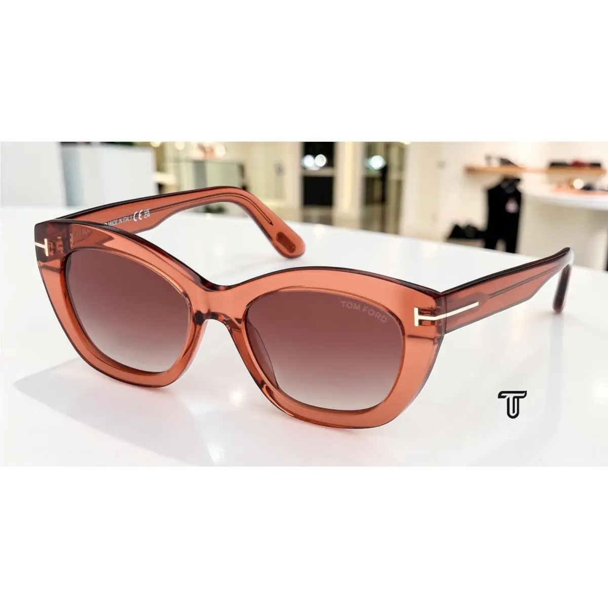 Tom Ford FT1285 42F Acetate Shiny Orange Gradient Brown 53 mm Women`s Sunglasses