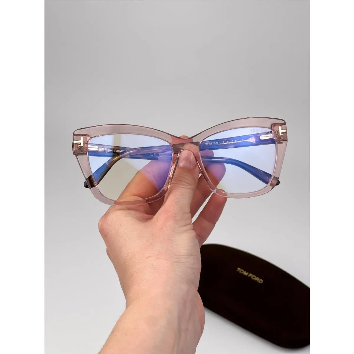 Tom Ford Women Eyeglasses Transparent Pink Cat Eye FT5826-B 072
