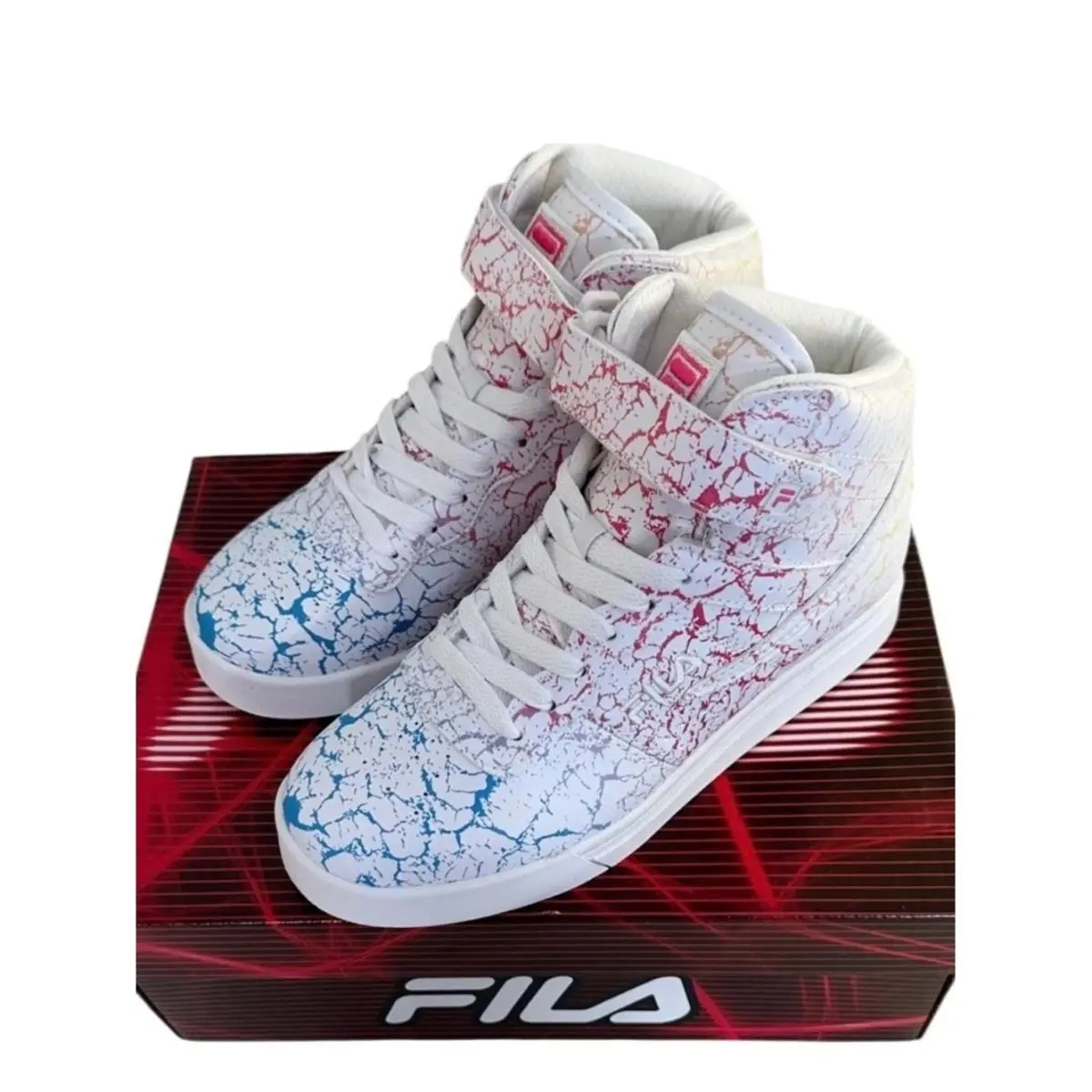 Fila Big Kid Youth Vulc 13 Crackle Flag High-top Sneakers Girls` Size 4