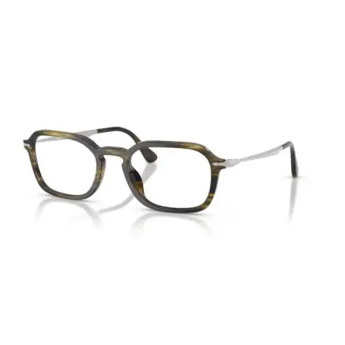 Persol 0PO3381V 1237 - Striped Black Olive Green/clear Lens Men`s Eyeglasses