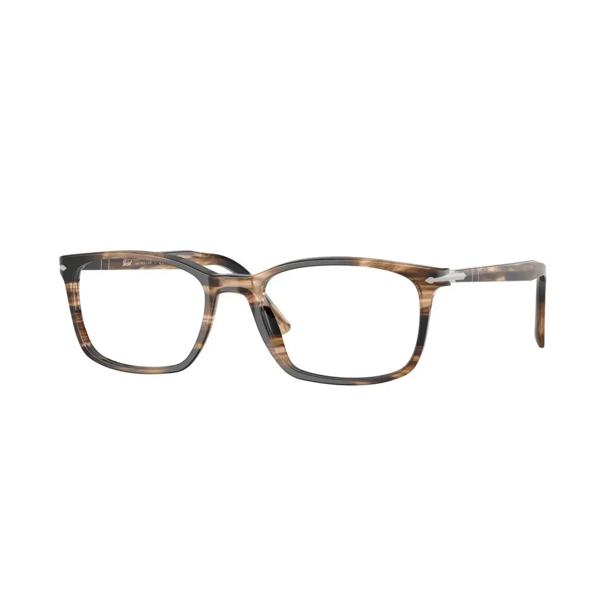 PO3189V 1236 Striped Black Greish Brown Clear 53 mm Men`s Eyeglasses by Persol