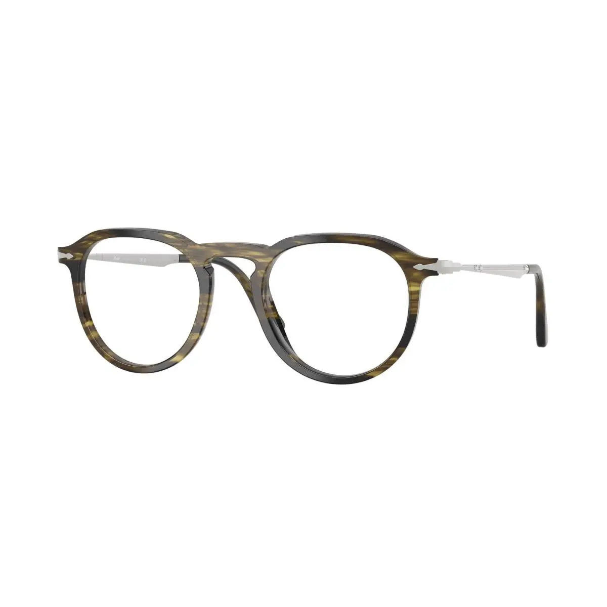 PO3387V 1237 Pier Striped Black Olive Green Clear 51mm Unisex Eyeglasses by Persol