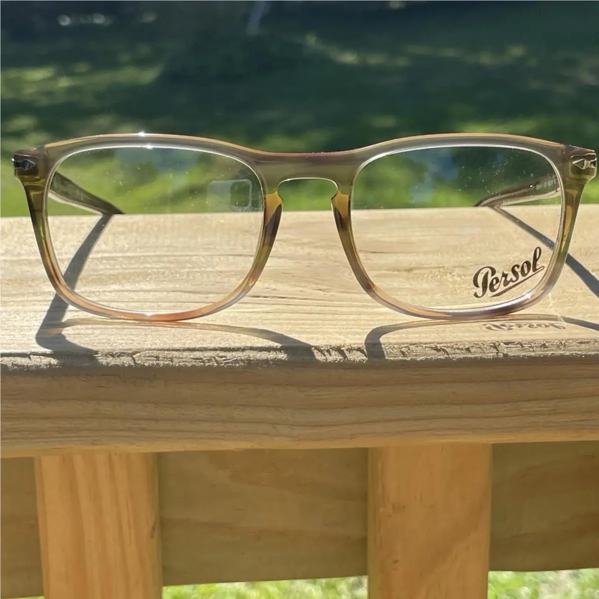 Persol 3344-V 1207 Striped Brown Gradient Green Eyeglasses 54-19-145