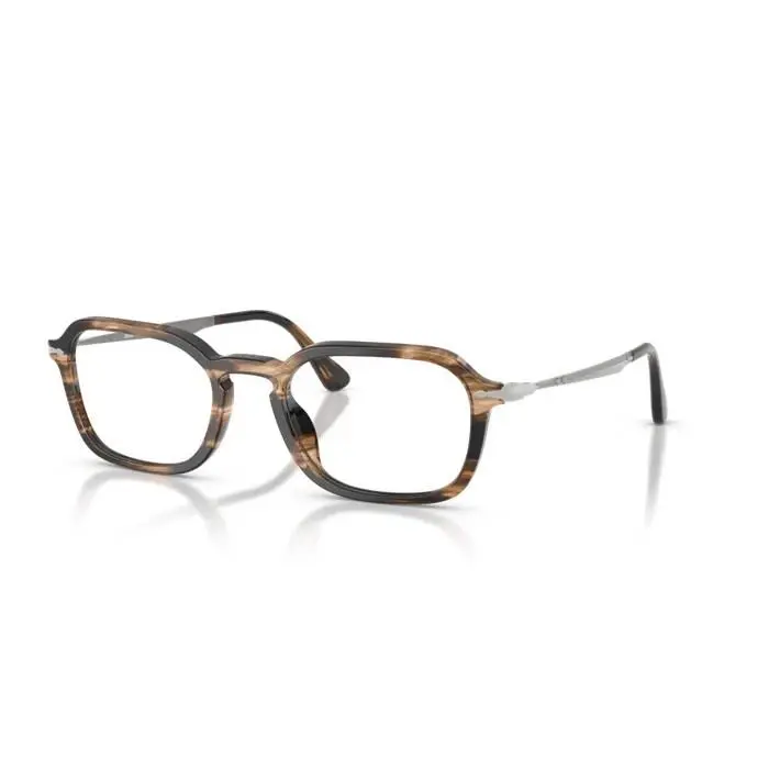 Persol 0PO3381V 1236 - Striped Black Greish Brown/clear Lens Men`s Eyeglasses