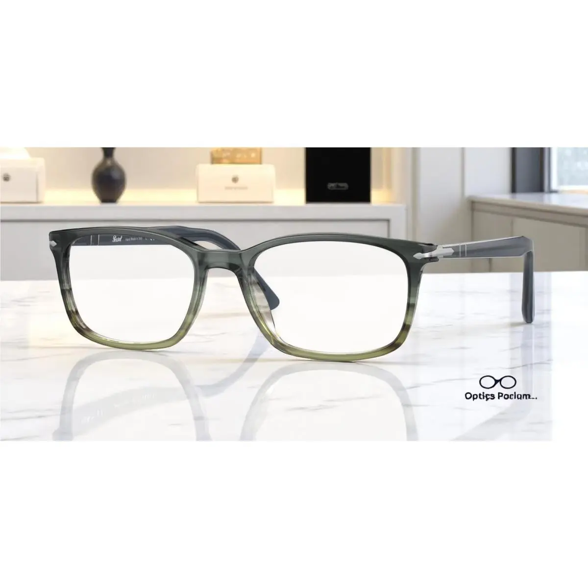 Persol PO3189V 1012 Gradient Grey Striped Brown Demo Lens 55 mm Men`s Eyeglasses