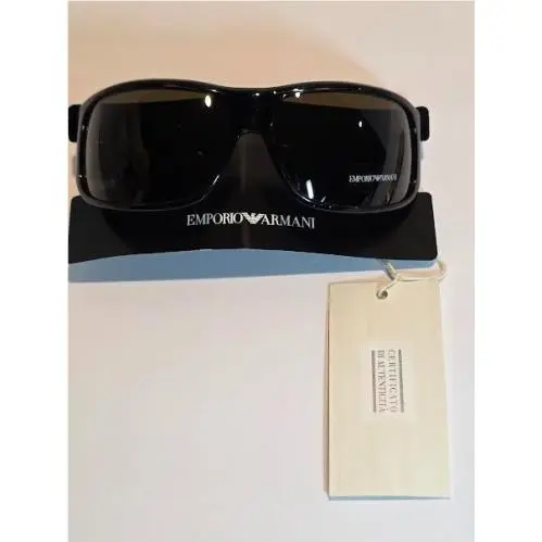 Armani Emporio Sunglasses Black Dark Lenses Sporty Wrap Around Design Italy by Emporio Armani