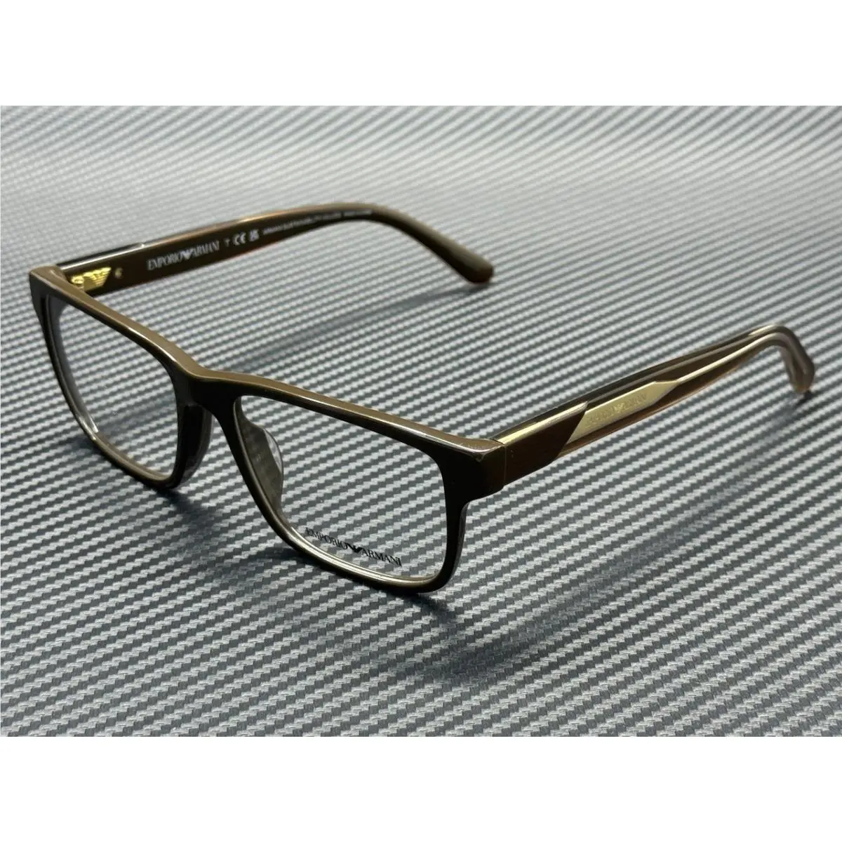 Emporio Armani EA3265U 6307 Shiny Brown Gold Men`s 56 mm Eyeglasses
