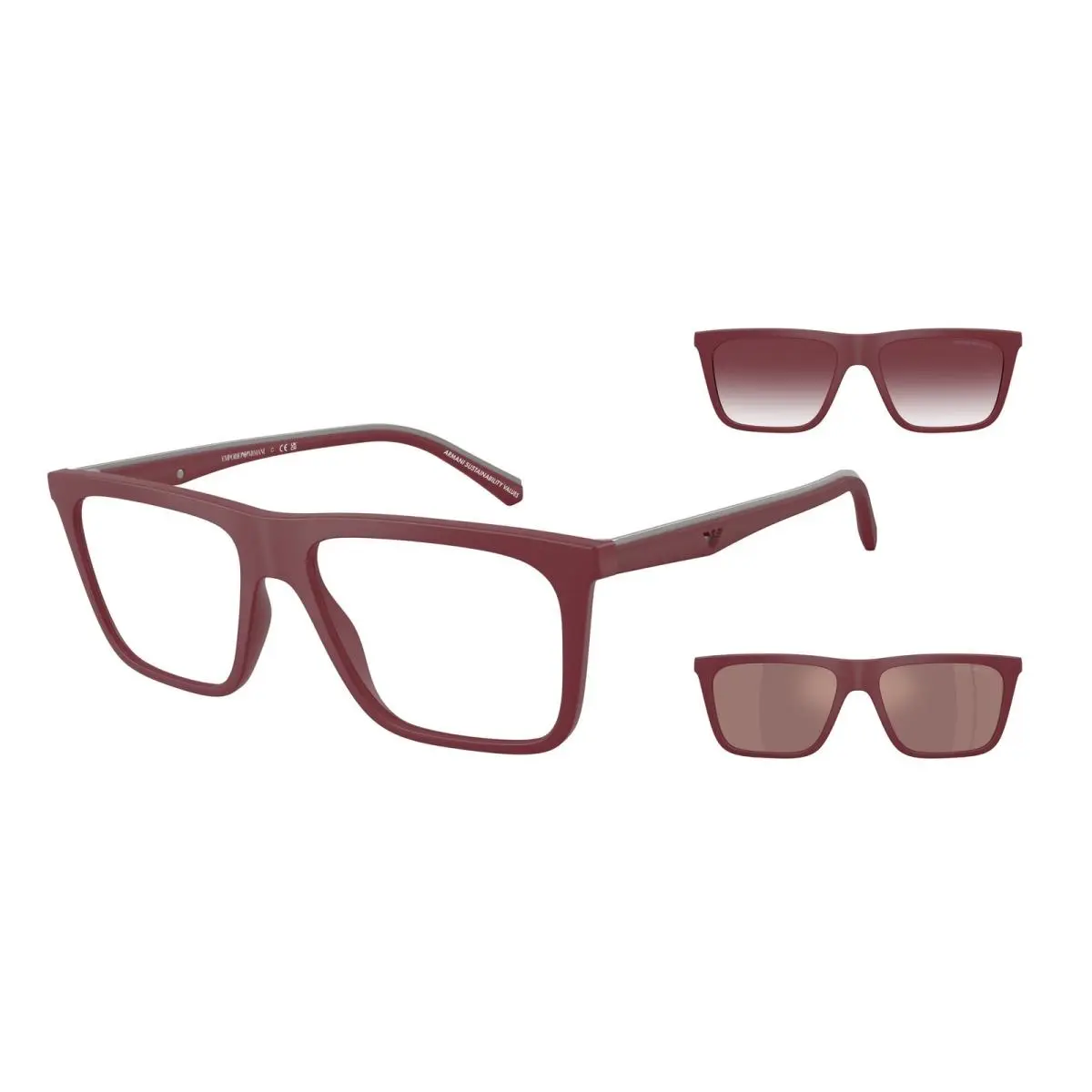Emporio Armani EA4258 52611W Matte Bordeaux Clear 54 mm Men`s Sunglasses