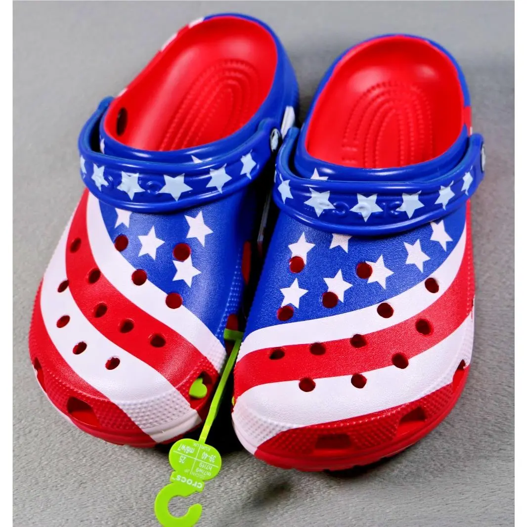 Crocs Classic American Flag Clogs Mens 8 Womens 10 Usa Patriotic Stars Shoes