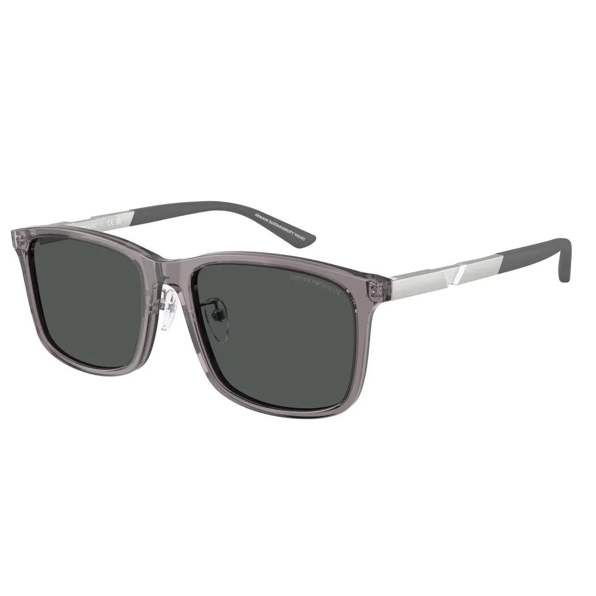 Emporio Armani EA4241D 620687 Shiny Transparent Grey Grey 57mm Men`s Sunglasses