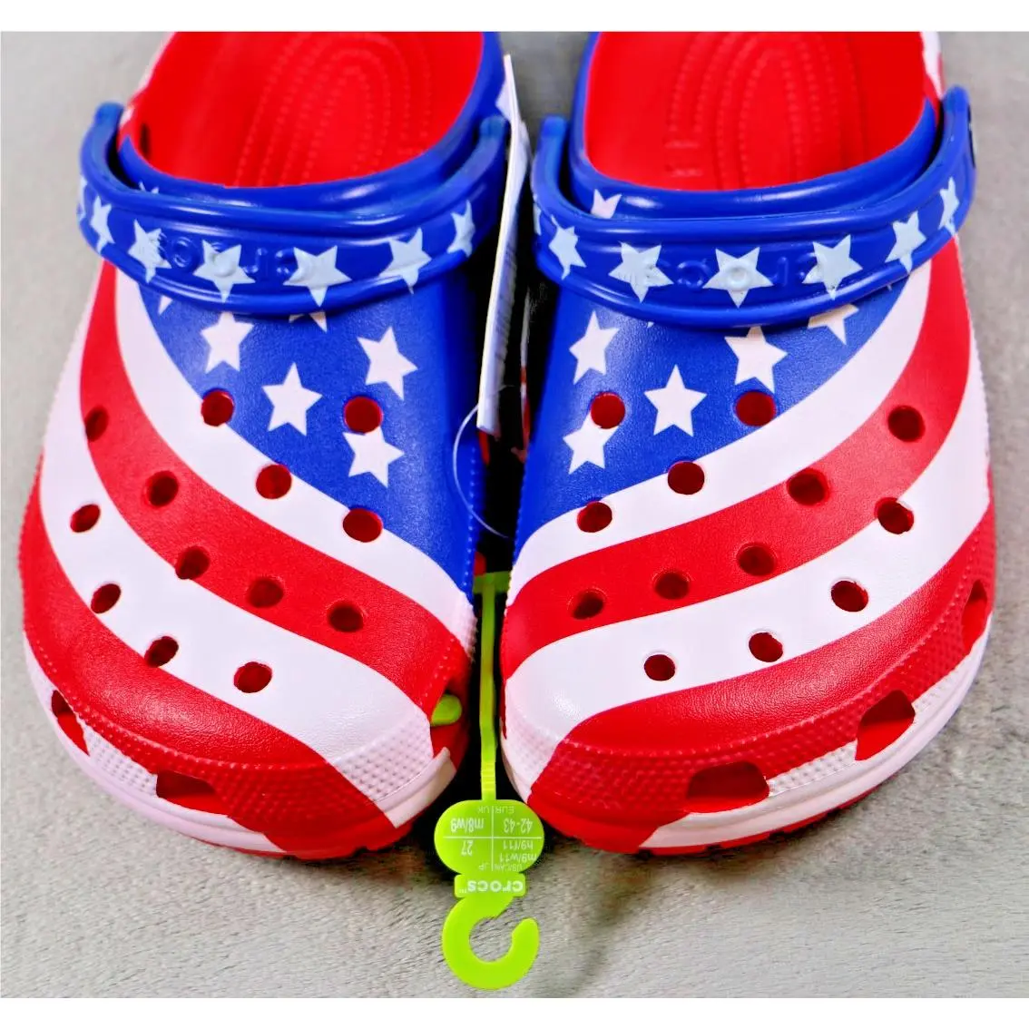 Crocs Classic American Flag Clog Mens 9 Womens 11 Usa Patriotic Stars Shoes