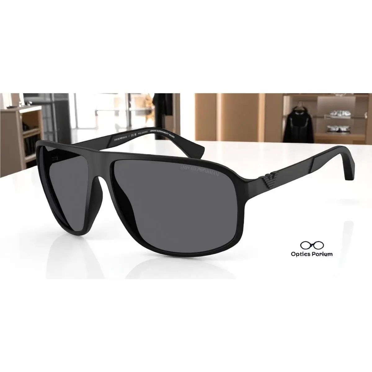 Emporio Armani EA4029 5001T3 Matte Black Grey Polarized 64 mm Men`s Sunglasses