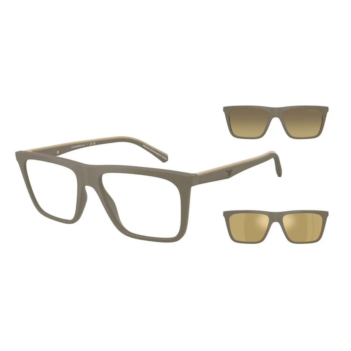 Emporio Armani EA4258 54371W Matte Beige Clear 56 mm Men`s Sunglasses
