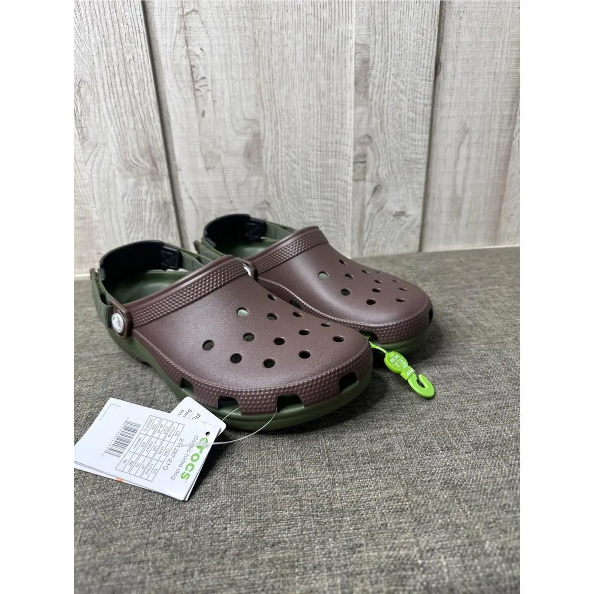 Crocs Classic Turbo Clog Espresso Brown Army Green Mens 7 Womens 9 211287-21Q