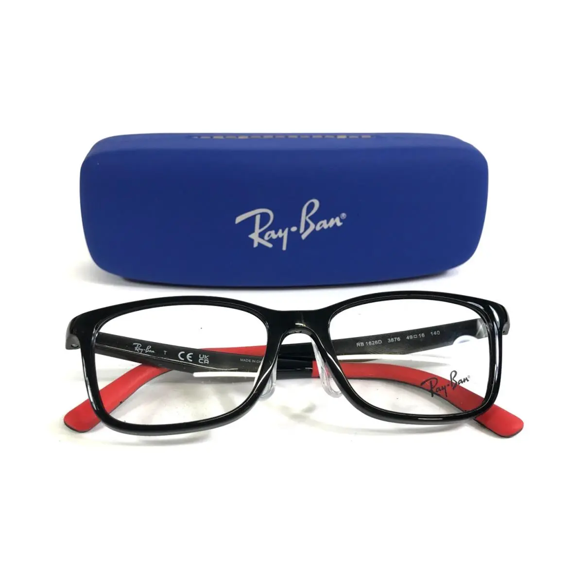 Ray-ban Kids Eyeglasses Frames RB1626D 3876 Shiny Black Red Asian Fit 49-16-140