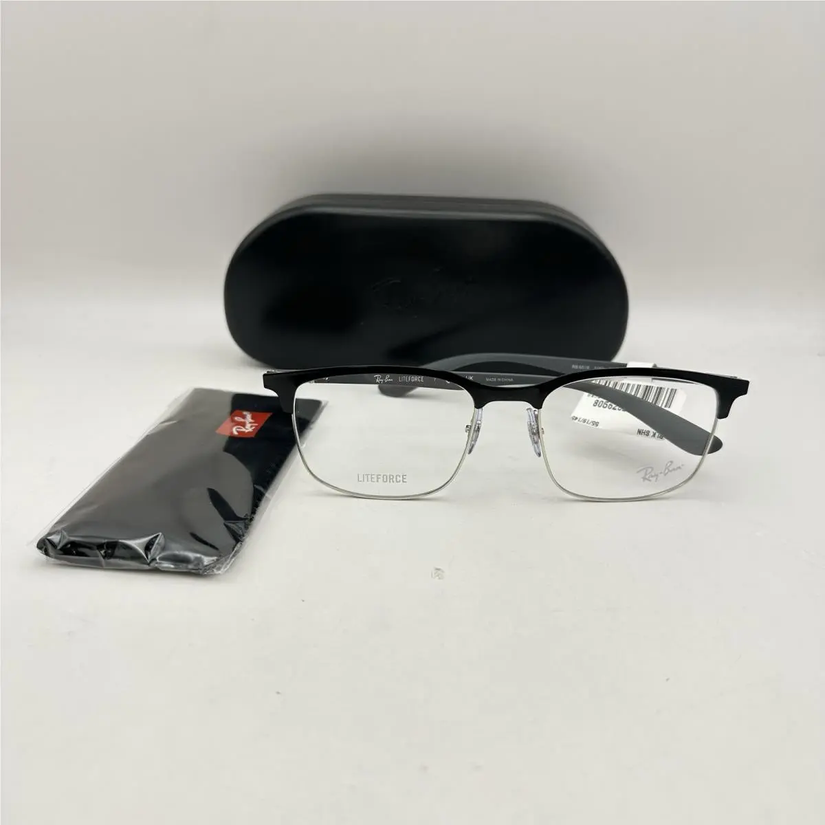 Ray Ban Mens Square Liteforce Thin Metal Semi Rim Eyeglasses RX6518 Black/gray by Ray-Ban