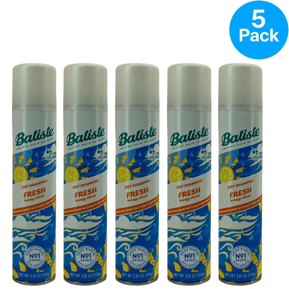 Fresh Breezy Citrus Dry Shampoo 3.81 Oz 5 Pack by Batiste