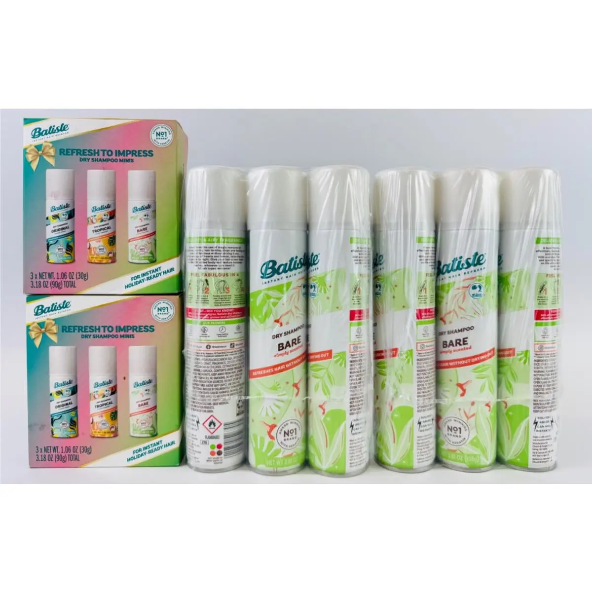 Batiste Dry Shampoo Bundle 6 Pack Bare Fragrance 6 Pack of Minis