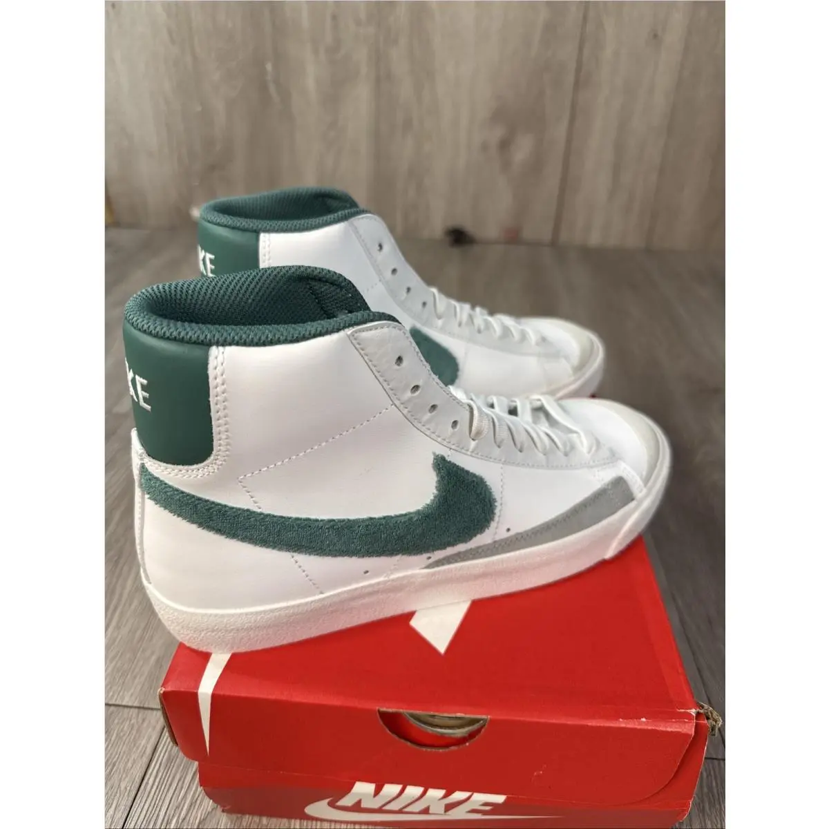 Kids  Blazer Mid `77 White Phantom Pumice Green FZ1158-100 Size 6.5 Y W 8 by Nike