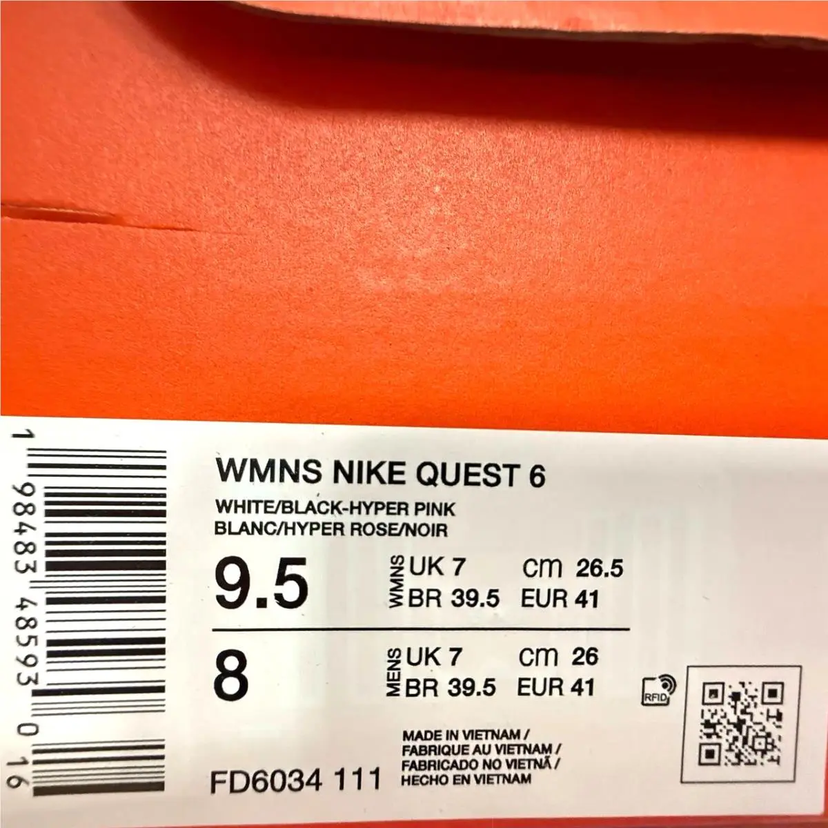 Nike shoes - Nike Quest 6 - Quest - FD6034-111 - White, Manufacturer: White / Black- Hyper Pink (UPC: 0198483485930) 5
