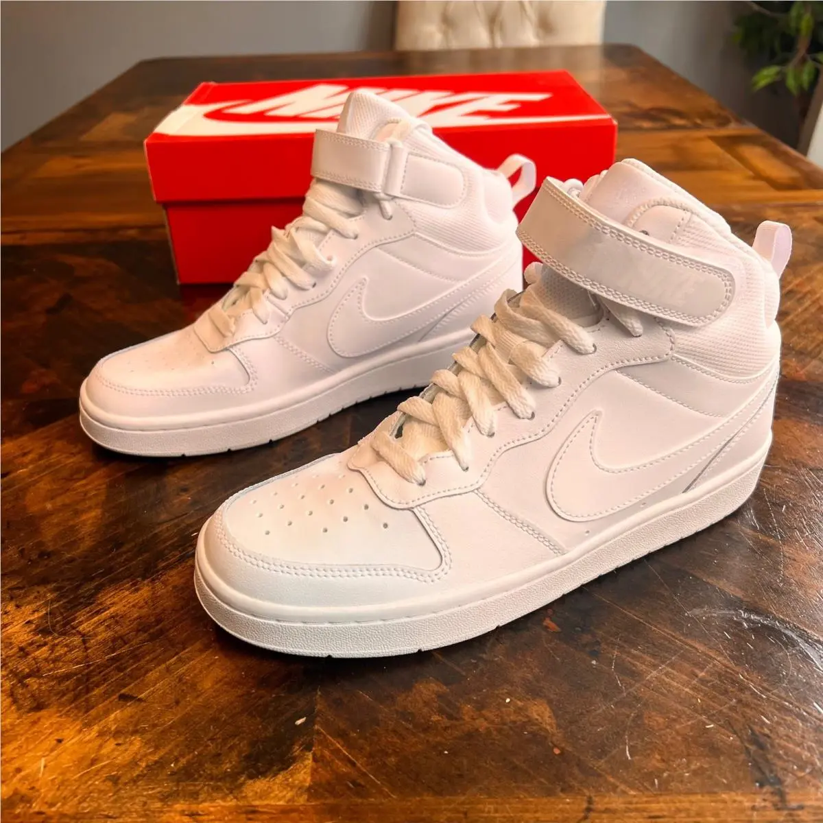 Nike Court Borough Mid 2 GS White White White CD7782-100 Kids Size 7Y