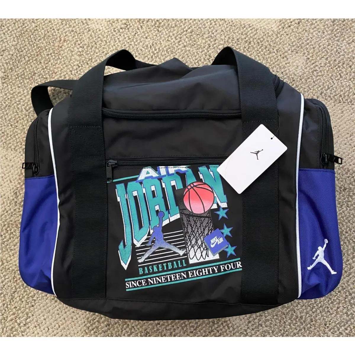 Jordan Nike Air Duffle 84 Vintage Duffel Bag Job Gym Court MA9118-K90 Black