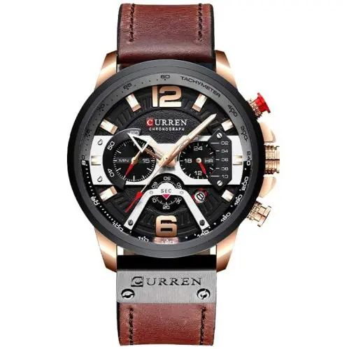 Mens Luxury Watches Business Chronograph Dress Waterproof Rose Brown by Fanmis