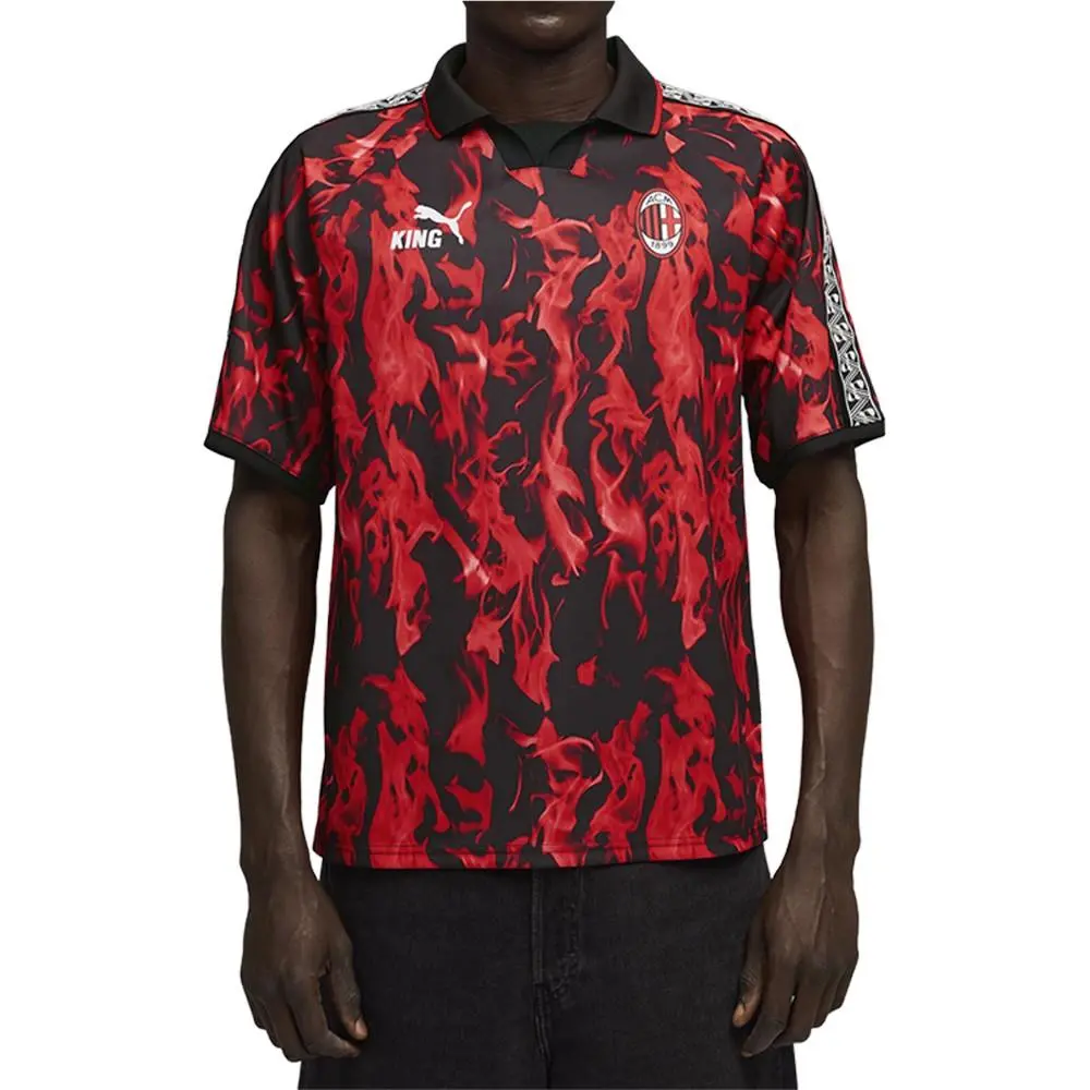 Puma clothing - PUMA Ac Milan King Retro Collared Short Sleeve Soccer Jersey - 78473101 - Red 1