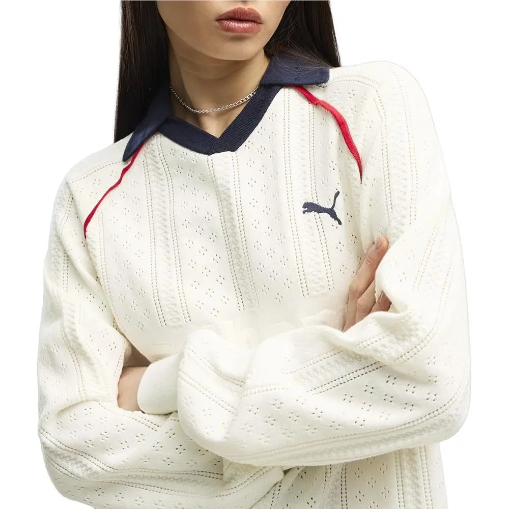 Puma clothing - PUMA  X Madhappy Pointelle Collared Long Sleeve Jersey - 63756657 - White 10