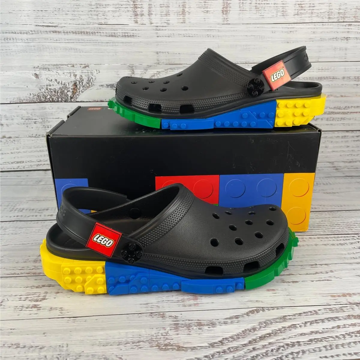 Crocs Lego 4LW System Clogs Unisex M12 Black Multicolor Casual