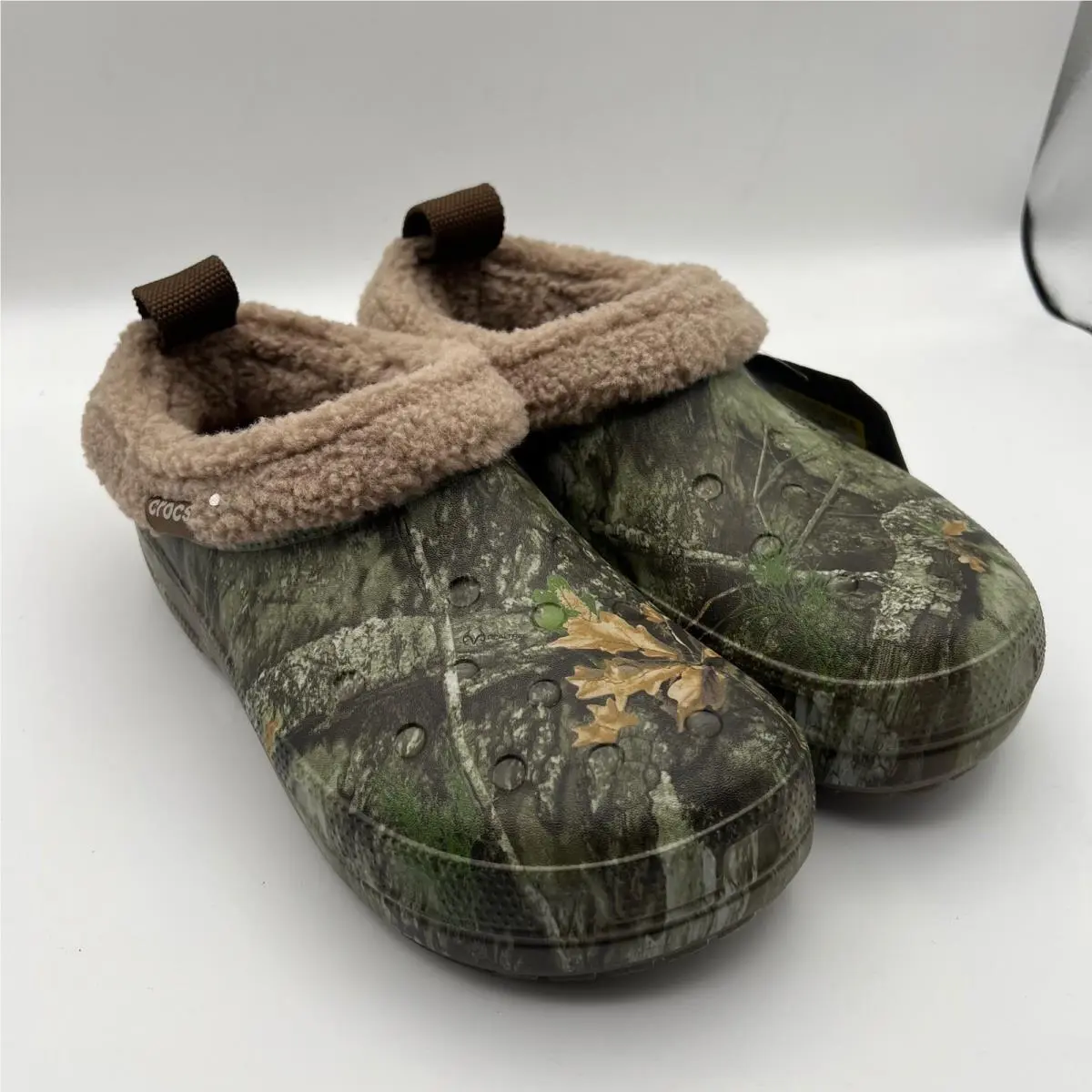 Crocs Realtree Apx Classic Lined Shorty Mens 9 Green Camo Fleece Clogs